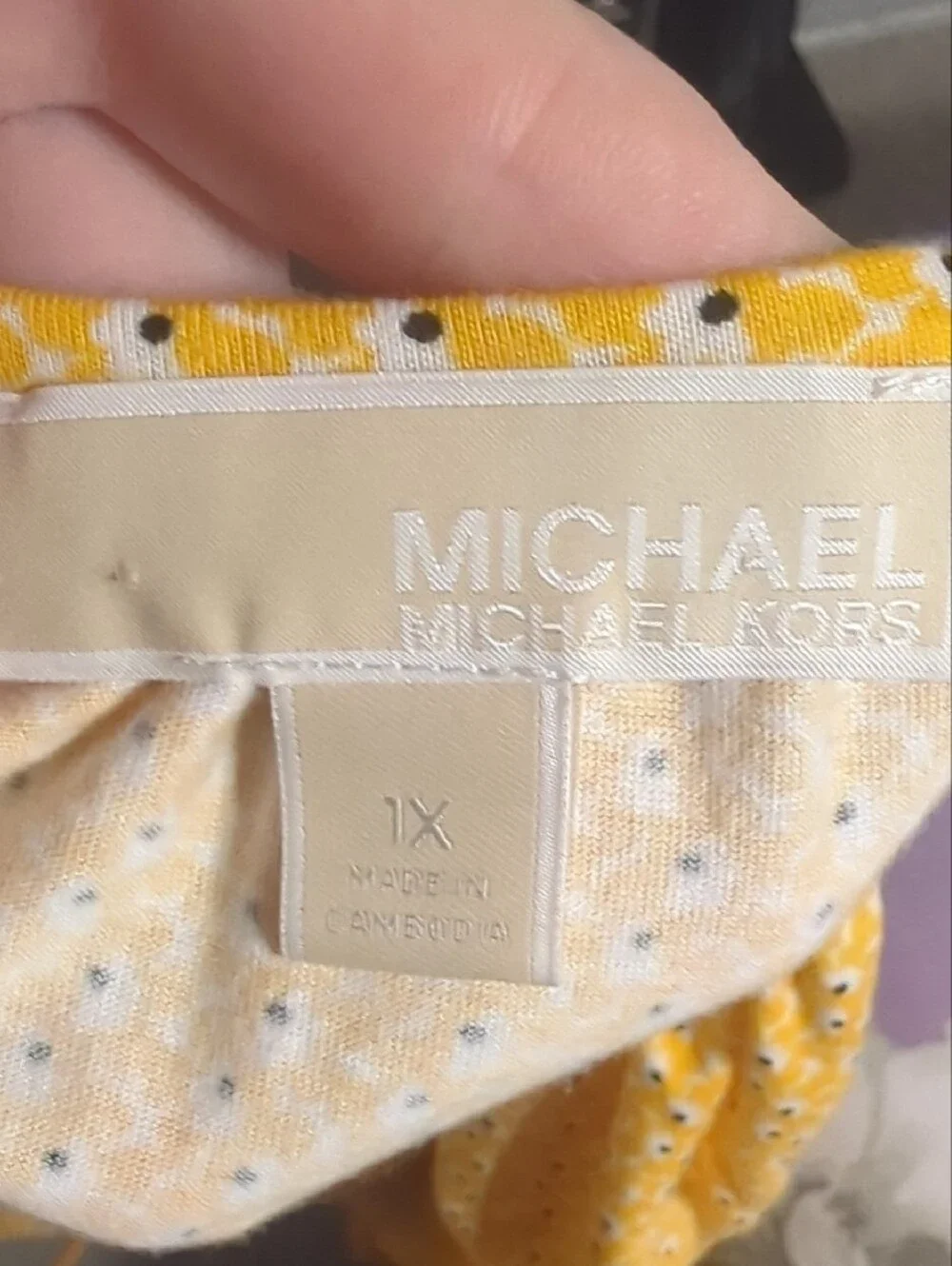 Michael Kors Yellow Mini Floral Scoop-Neck Blouse